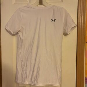 White Fitted Under Armour Logo Dri-Fit Shirt - YXL/Adult Small